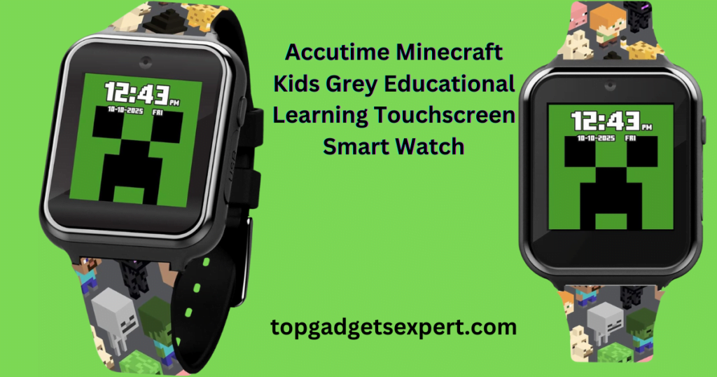 Accutime Minecraft Kids Grey Educational Learning Touchscreen Smart Watch
